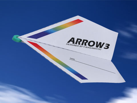 ゴムで飛ばす折り紙飛行機“ARROW 3”10機セット
