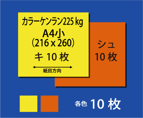 紙飛行機用紙(カラーケンラン・キ、シュ225kg-A4小）20枚